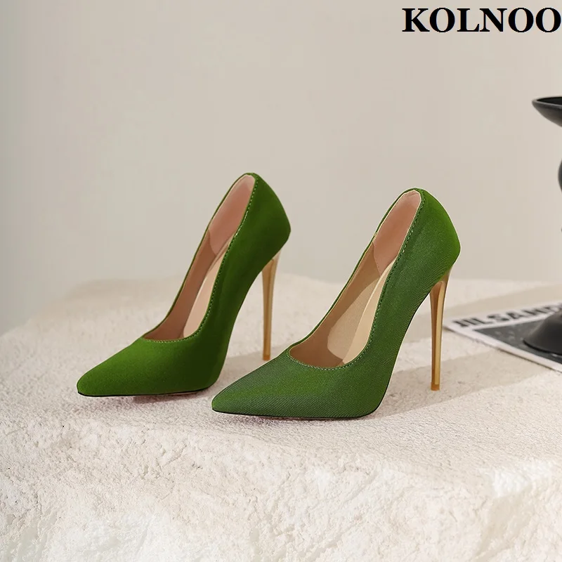 

Kolnoo New Handmade Women High Heels Pumps Slip-on Satin Real Photos Party Prom Dress Shoes Evening Daily Wear Fashion Hot Shoes