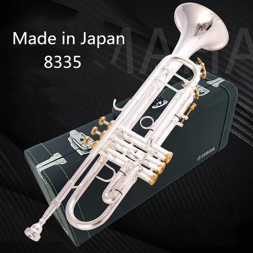 Hecho en Japón calidad 8335 Bb trompeta B latón plano plateado trompeta profesional instrumentos musicales con Funda de cuero