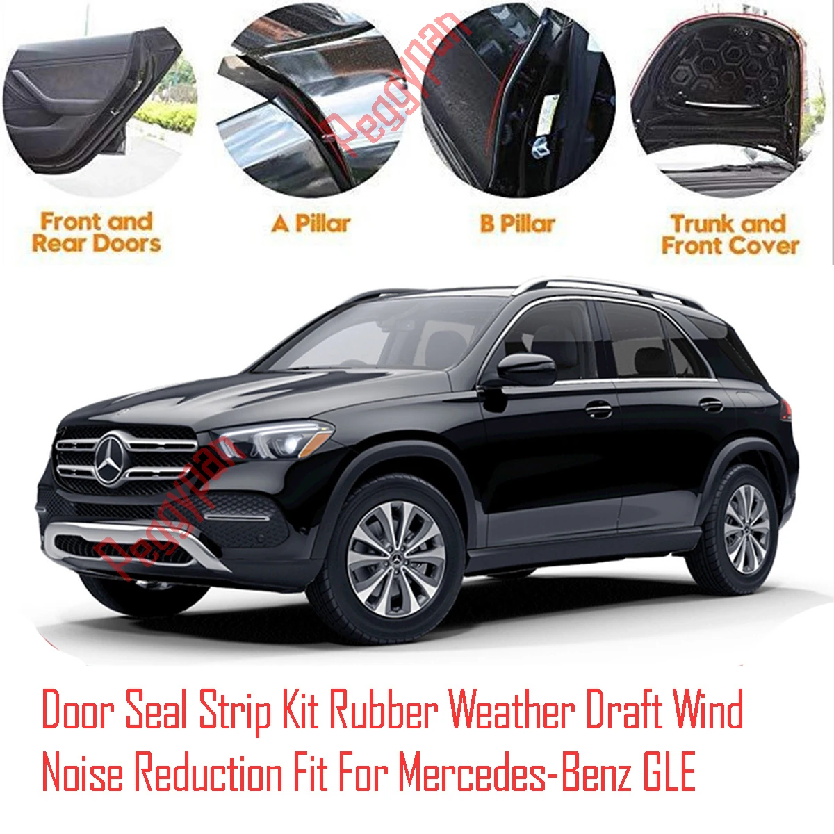 

Door Seal Strip Kit Self Adhesive Window Engine Cover Soundproof Rubber Weather Draft Wind Noise Reduction For Mercedes Benz GLE