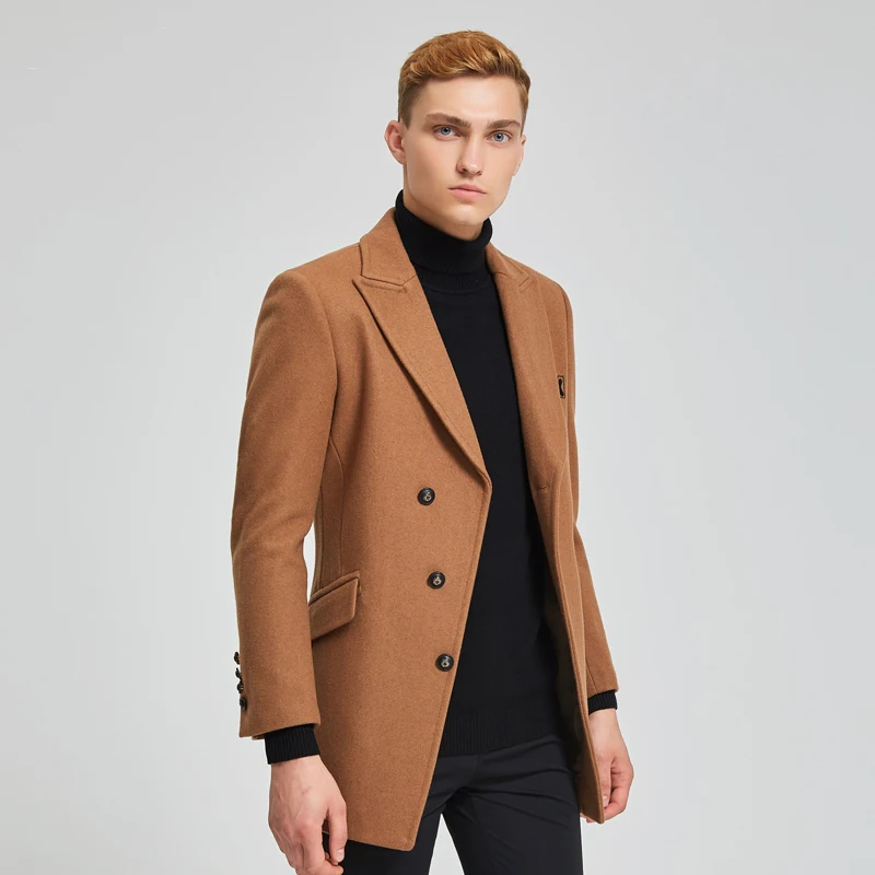 

Warm Woolen Coat Men Winter Wool Blends Man Jacket Slim England Style Men's Jackets And Coats Outwear Erkek Mont KJ254