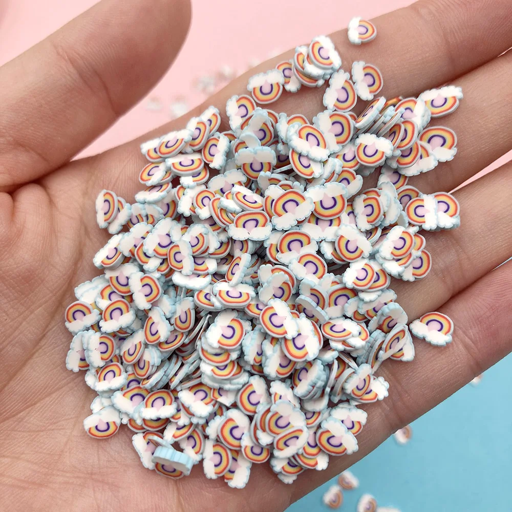 50g Mini Cute Rainbow Polymer Hot Clay Slices Soft Pottery Sprinkles for Slime Decoration DIY Crafts