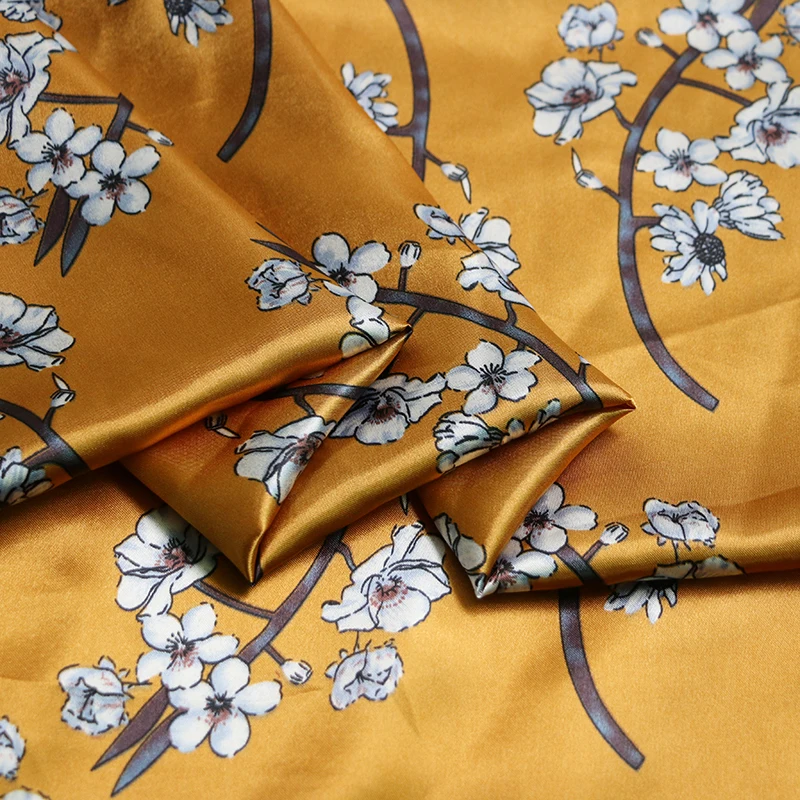 By Meter Blumen-Satin-Stoff, glänzend, weich, Schal, Hemd, Nachtwäsche, Material Charmeuse – Detail 19