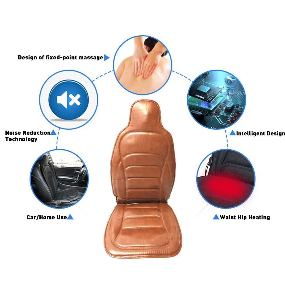 File Electric Body Heating Car Massage Cushion Vibration Seat Home Office Car Seat Chair Massager Lumbar Back Neck Pad Relax