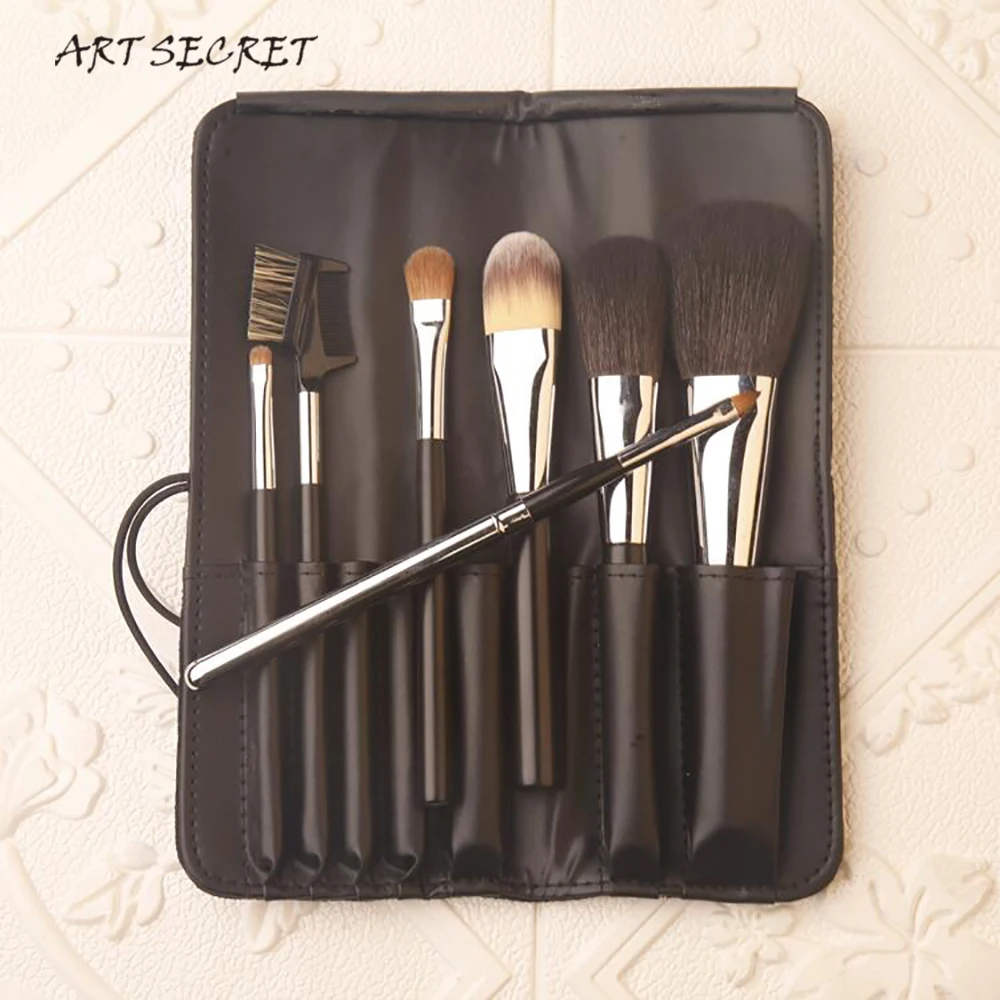 Artsecret 7Pcs Make Up Brushes Goat And Sable Hair Cuprum Aluminum Ferrule Cosmetic Tools For Cheek Eyelash Eyebrow