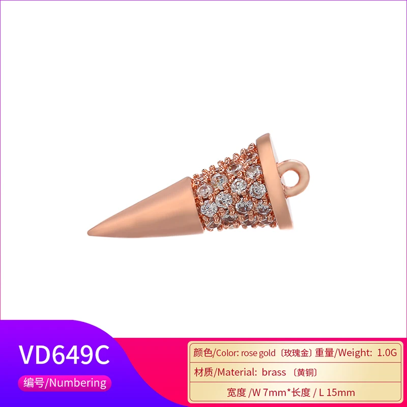 ZHUKOU 7x15mm ice cream crystal necklace pendant for women handmade DIY necklace jewelry accessories making finding model: VD649