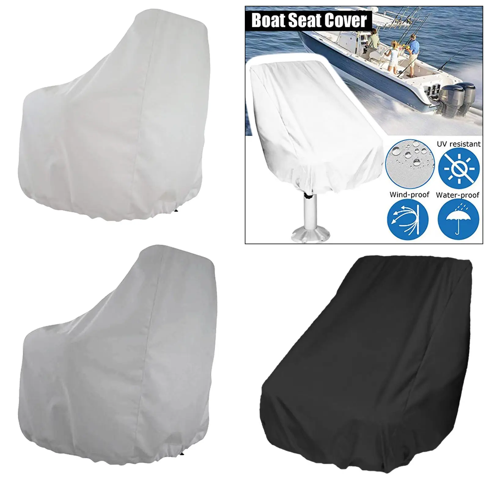 Funda para asiento de barco, plegable para exteriores, barco, pesca, impermeable, polvo, timonel, silla de capitán, resistente a los rayos UV,