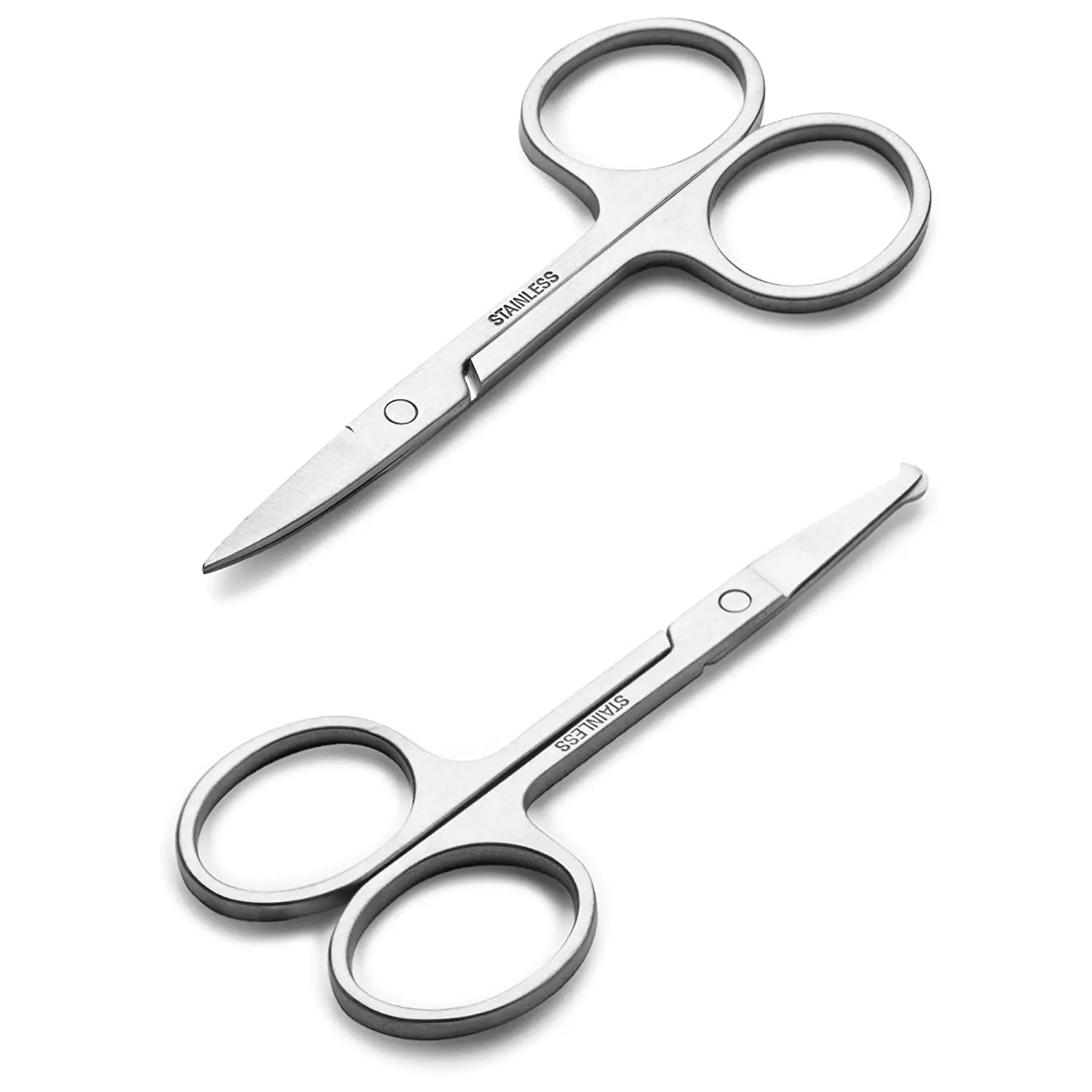 2pcs/set Eyebrow Hair Scissors Sharp Stainless Steel Curved Ear Nose Trimmer Round Beard  Shaver Mini Eyelash Shaving Tool KIt