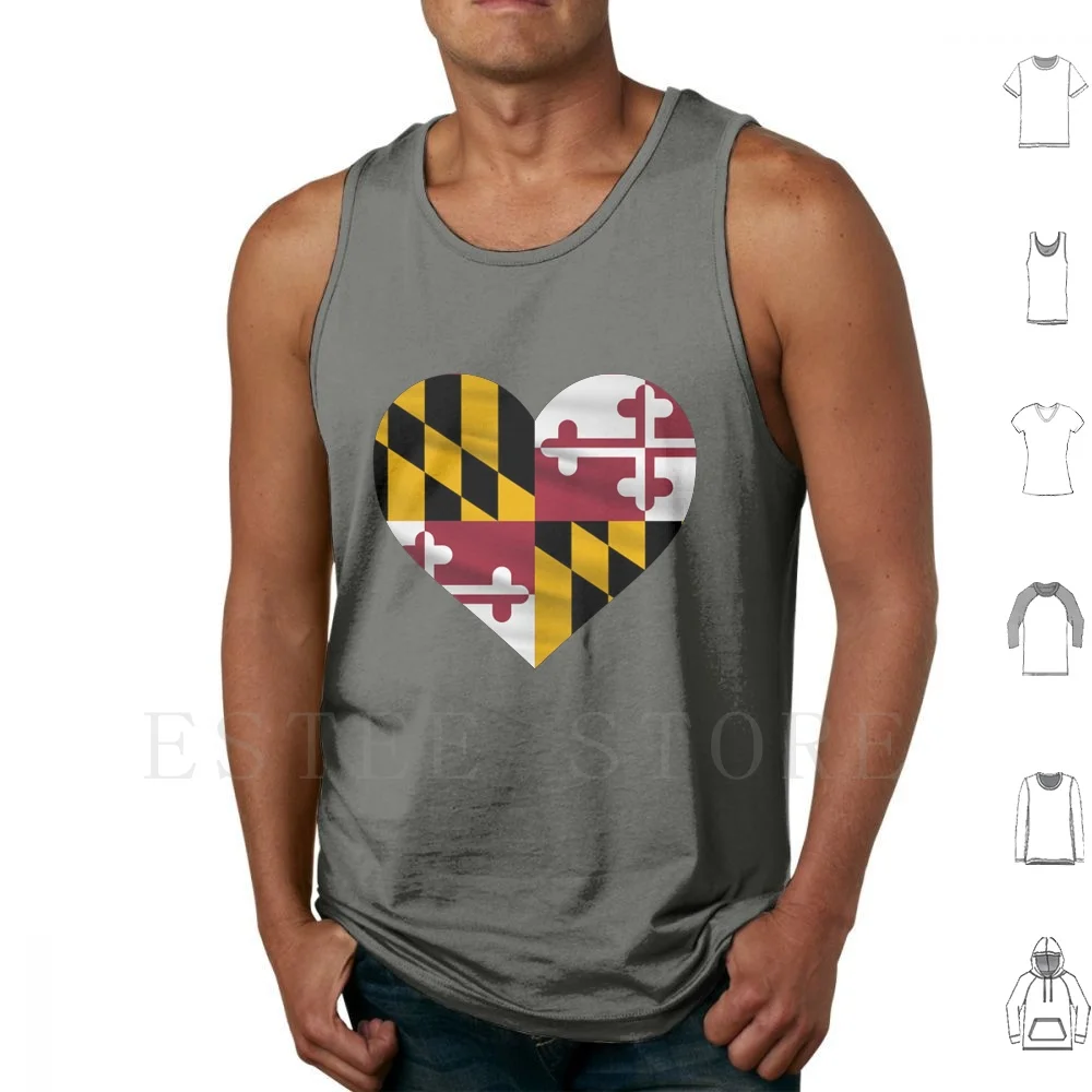 Maryland Heart Flag Face Mask Tank Tops Vest Sleeveless Protective Protective Quarantine Nurse Respiratory Safety