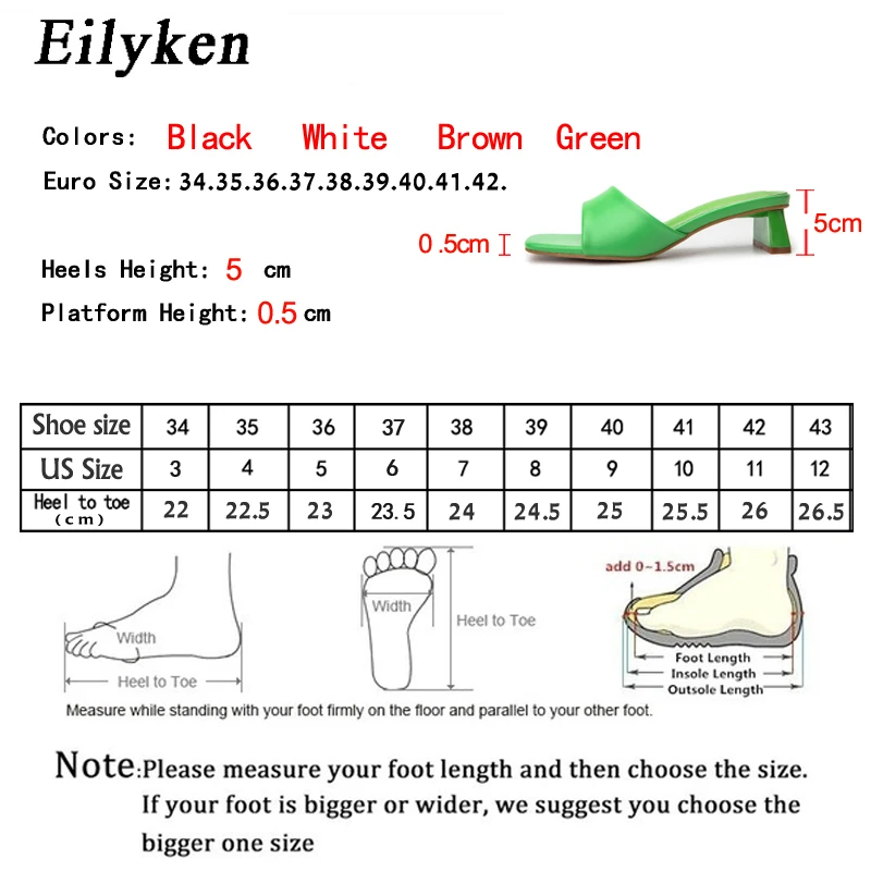 Eilyken Summer Women Slippers Slides Open Toe Low High Heels Shoes Sandal Female Leisure Beach Flip Flops