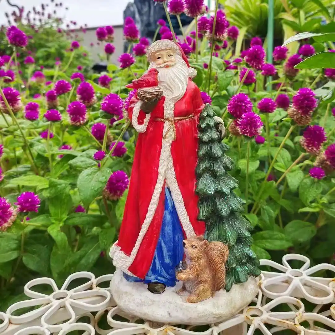 

Pastoral Resin Red White Santa Claus Accessories Outdoor Garden Park Furnishing Decoration Balcony Store Figurines Adornments