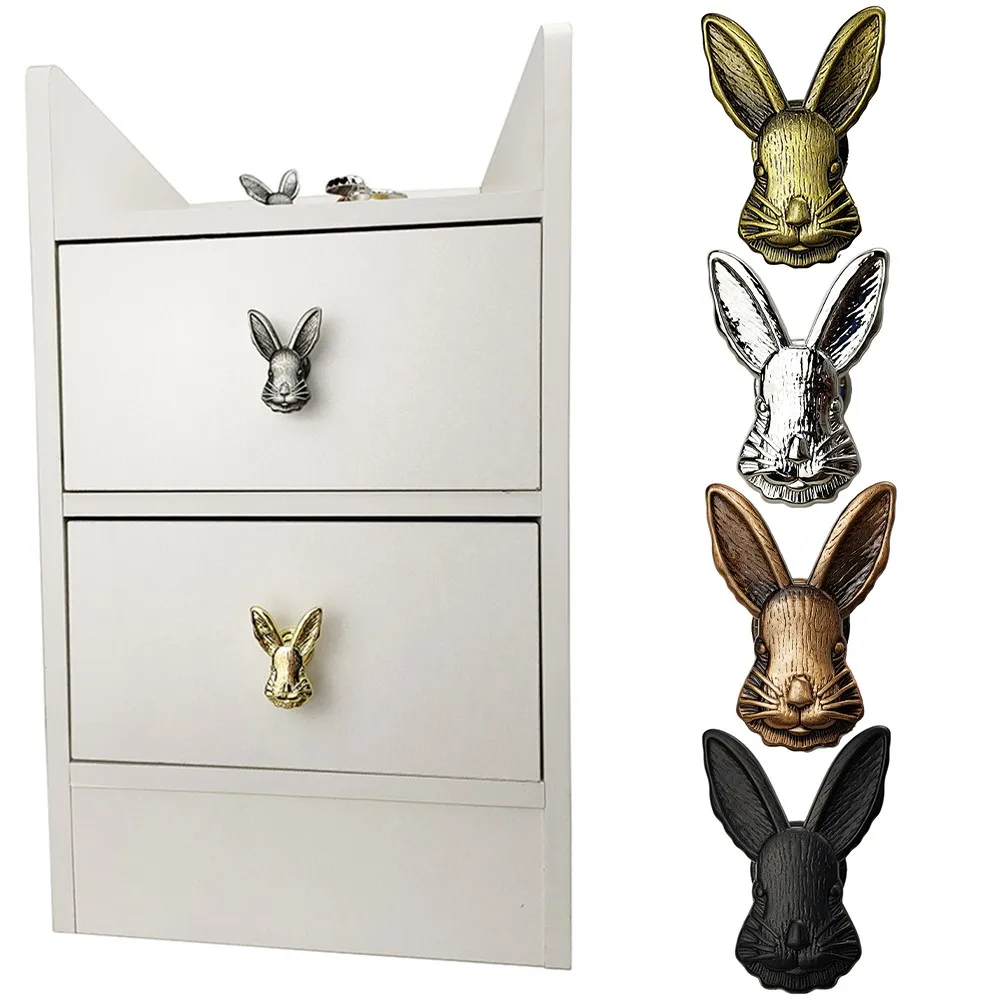 Zinc Alloy Rabbit Shape Zinc Alloy Cabinet Pulls Furniture Handle Door Knobs Handles For Children' Room 4.9*3.5cm Drawer Handle