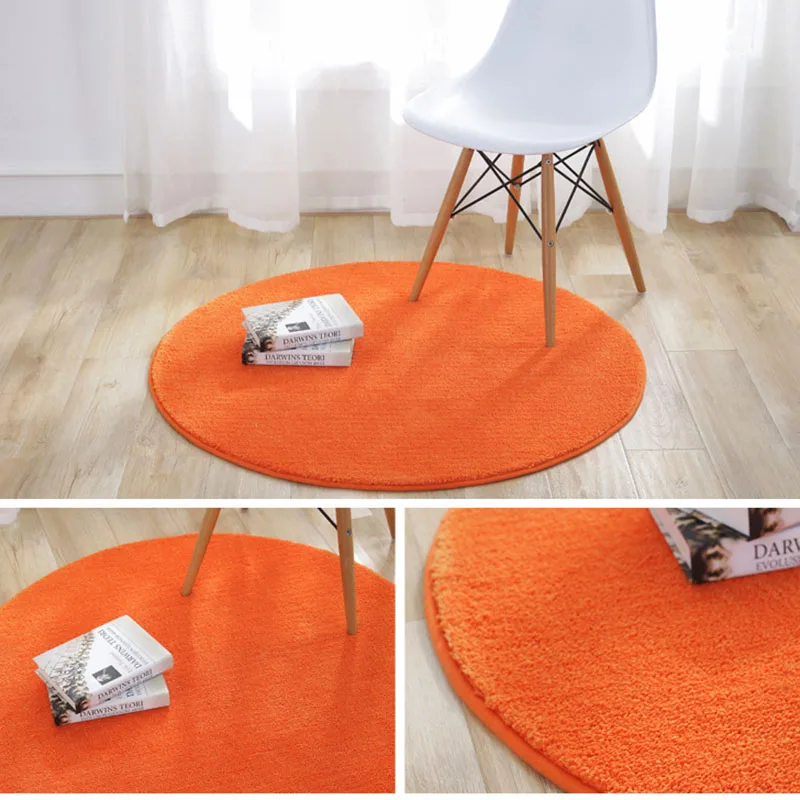 Mustard Yellow Carpet Round Rug Washable Kids Room Thick Carpet For Living Room Plush Rug Large Bedside Rug Computer Chair Mat