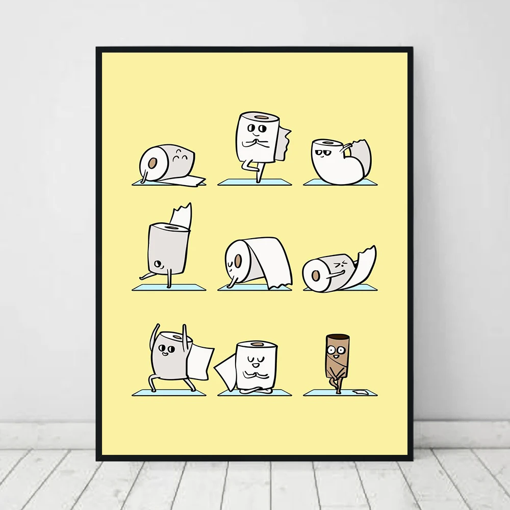 Toilet Paper Yoga Funny Quote Minimalist Wall Art Canvas Painting Nordic Posters And Prints Pictures For Washroom Home Decor