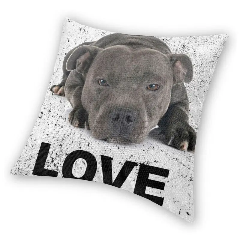 Luxury Cute Staffordshire Bull Terrier Dog Love Cushion Cover for Sofa Velvet Animal Throw Pillow Case Bedroom Decoration