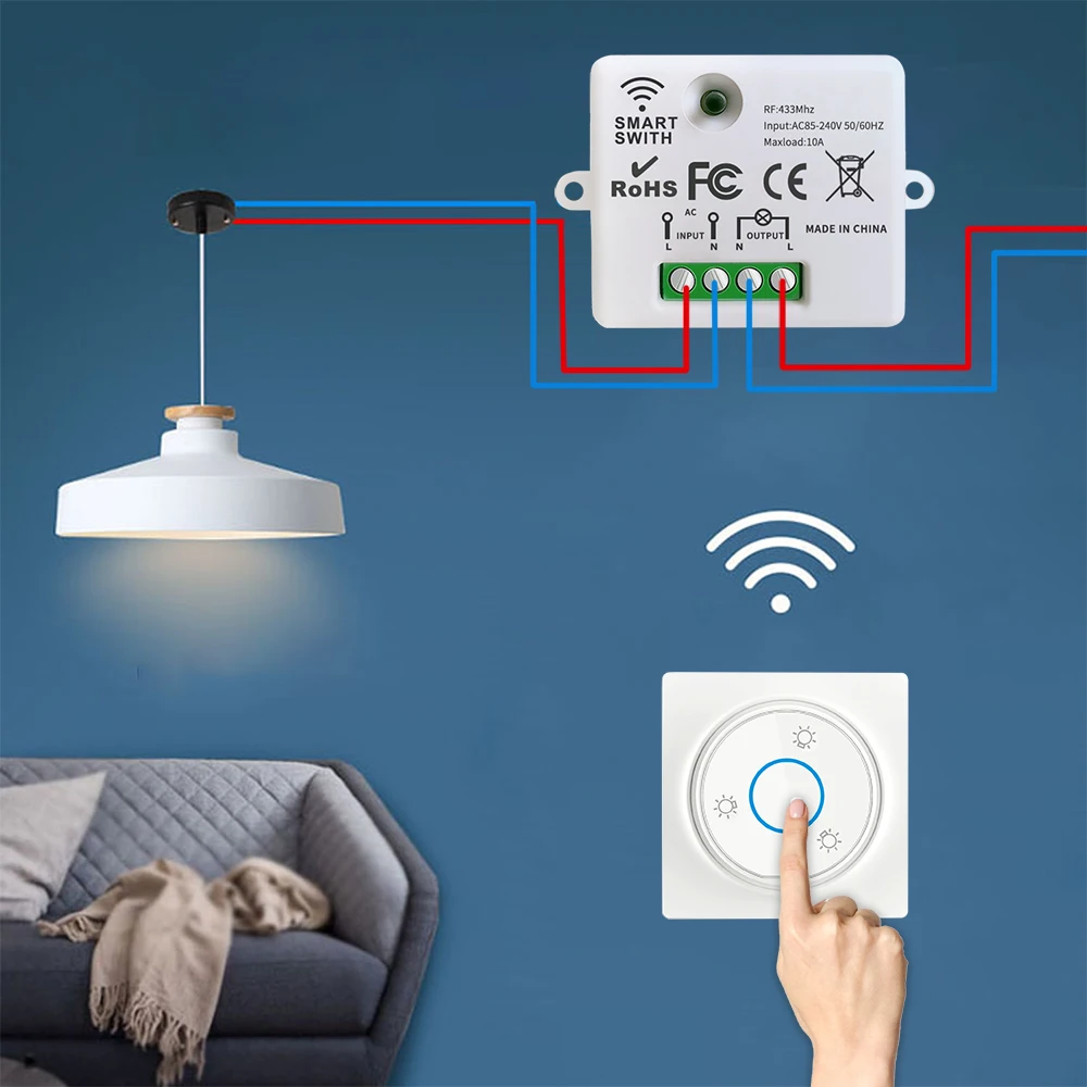 Interruttore intelligente senza fili da 433MHz interruttore a parete a pulsante autoalimentato impermeabile interruttore a parete per telecomando