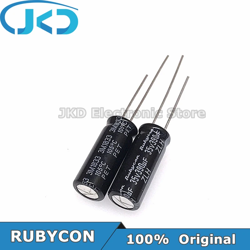 10pcs RUBYCON 390UF 35V 8*20mm 390UF35V 35V390UF 8x20mm Aluminum Electrolytic Capacitor 100% Original