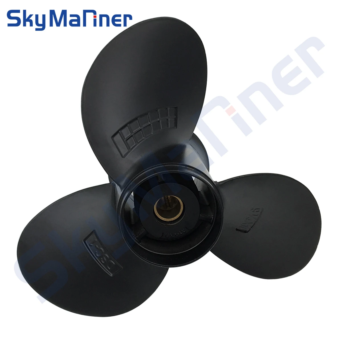 58100-93723-019 Propeller 9 1/4 X 9 For Suzuki Outboard Engine 8HP-20Hp Aluminum Alloy 3 Blade Black 10 Spline Tooth R Rotation