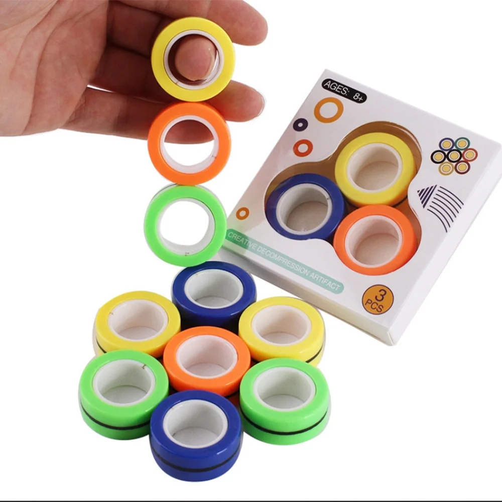 3PCS Magnetic Rings Bracelet Finger Spinner Fidget Toys Antistress Hand Simpl Dimmer Kid Adult Decompression  Games Pop It Gify