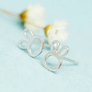 Real 925 Sterling Silver rabbit Stud Earrings for Women Girls Fashion sterling-silver-jewelry brincos brinco