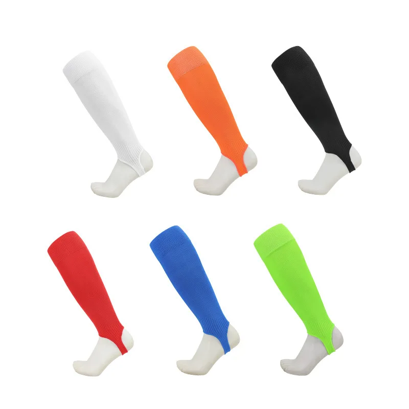 1 Pair High Elasticity Long Tube Football Leg Cover Protection Calf Socks With Heels Adults Soccer Shin Guard Sleeves