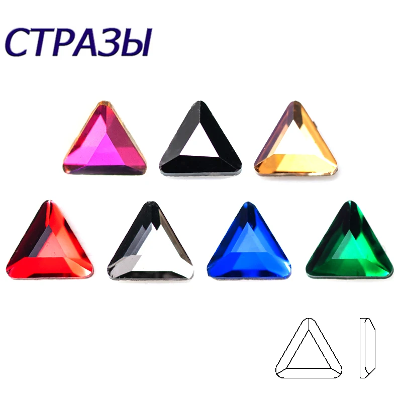 Triangle Shape 100pcs Flatback Nail Charms Rhinestones Glitter Glass Nails Accessories Crystal for 3D Nail Art Decoration