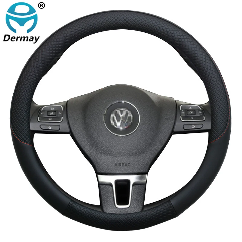 for VW T4 T5 T6 Car Steering wheel Cover Leather Anti-Slip100% DERMAY Brand  Volkswagen Auto interior Accessories