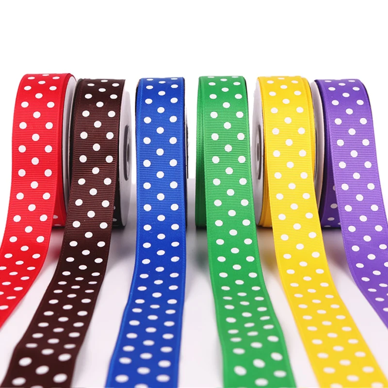 5 yard 9mm 16mm 22mm 38mm Ribbon Wedding Decoration Printing Dots Grosgrain Ribbon Gift Wrapping Hair Bows DIY Christmas Ribbon