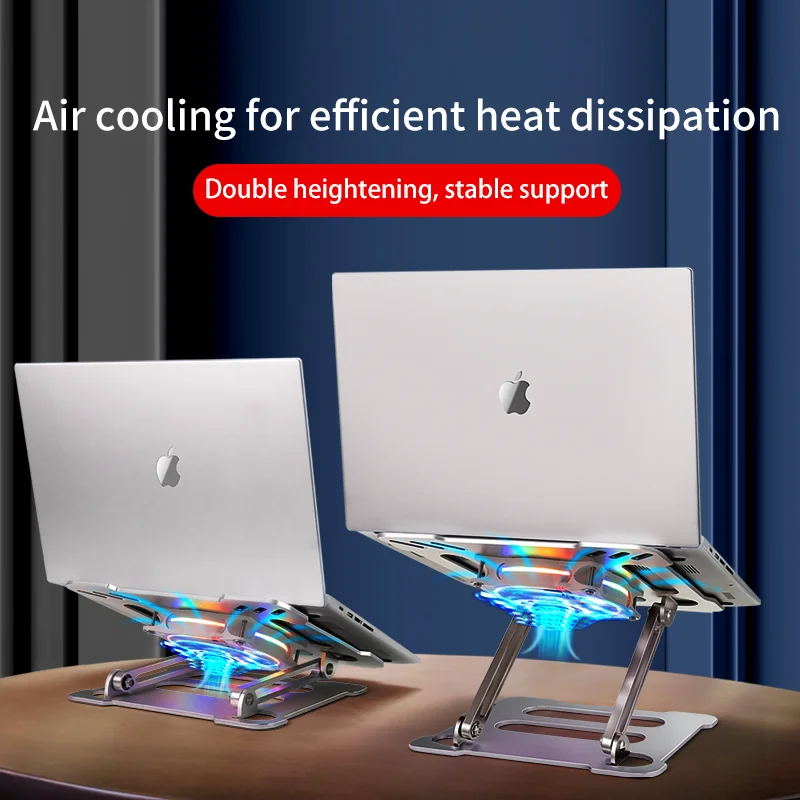 Soporte plegable para portátil con ventilador de refrigeración, antideslizante, ajustable, de aleación de aluminio, para tableta, Compatible con 10-17,3 pulgadas