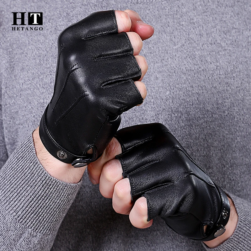 New men\'s Leather tactical gloves outdoor sports protection Breathable Ride Non-slip air gun Motocross dancing fingerless gloves