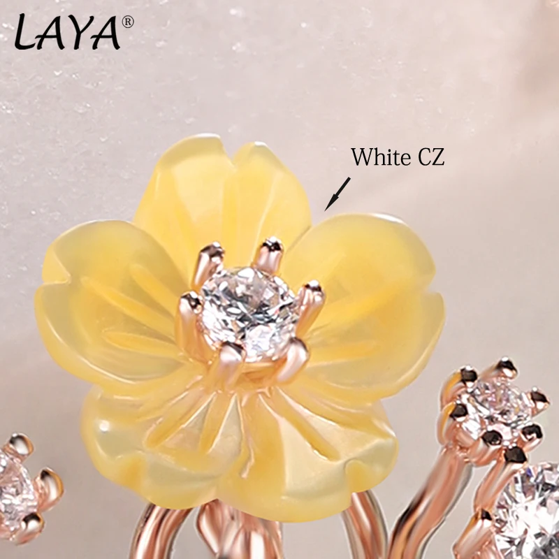 Laya Earrings For Women High Quality Zircon Natural Shell Flower 925 Sterling Silver Original Modern Jewelry 2022 Trend