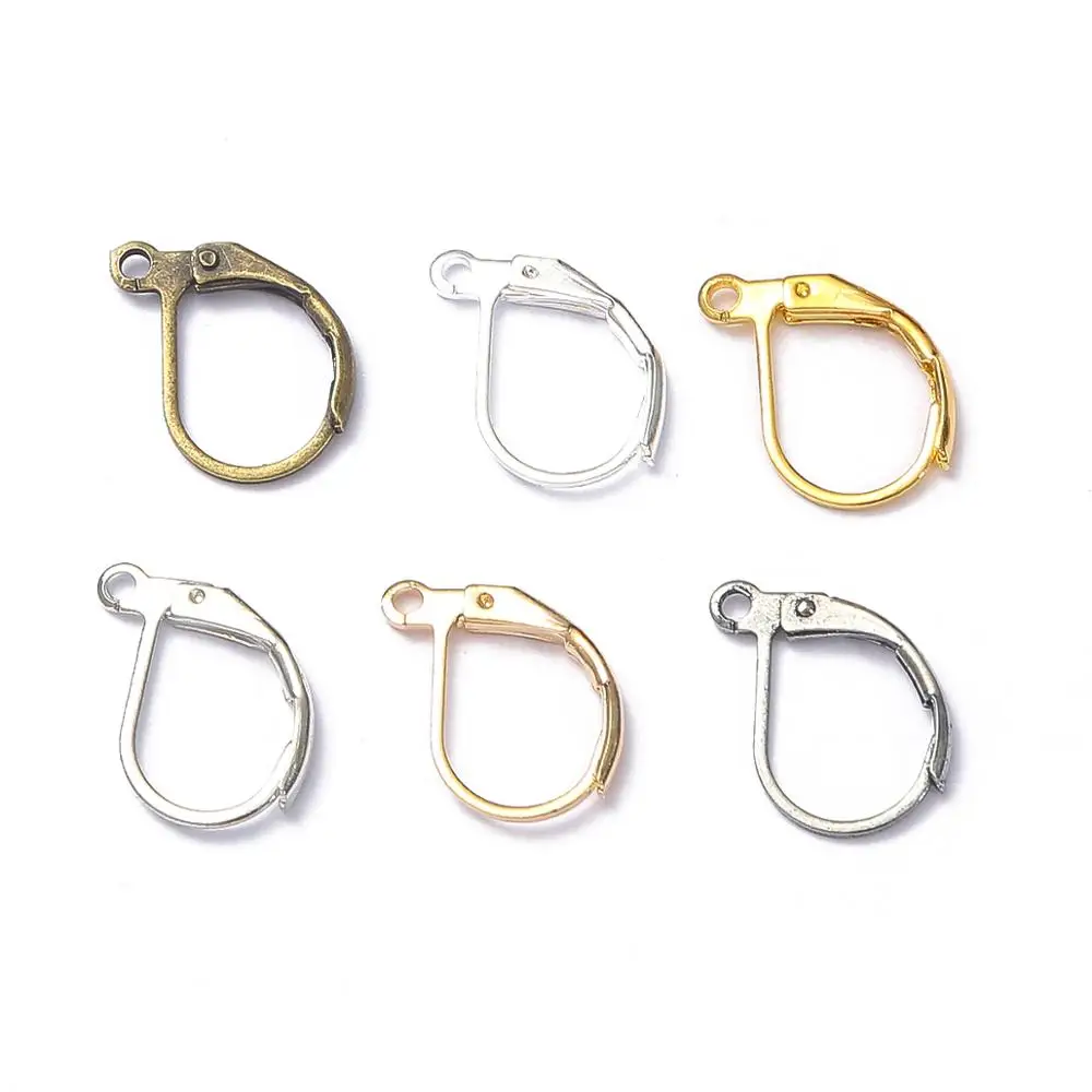 10 stks 10x16mm Goud Zilver Franse Hendel Oorbel Haken Draad Instellingen Base Hoops voor DIY Sieraden Maken groothandel
