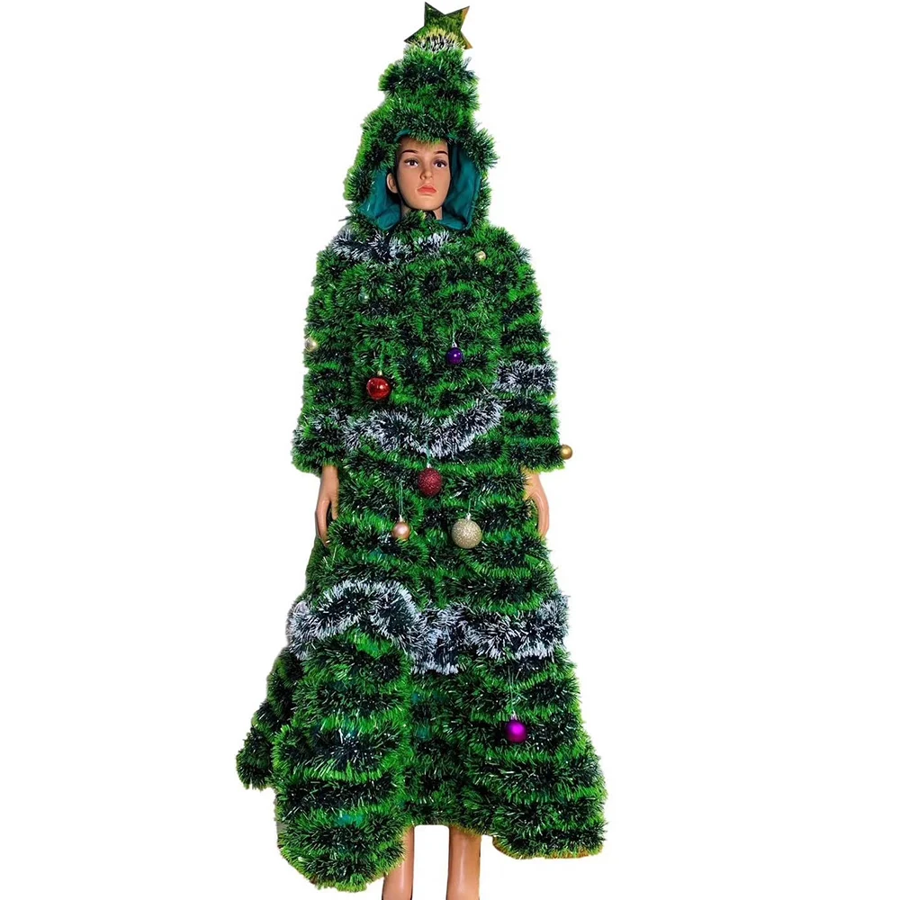 Green Christmas Tree Dress Ankle-Length Fancy Party Costume Cosplay Ladies Dance Costume Party Dress Women Festival Clothing