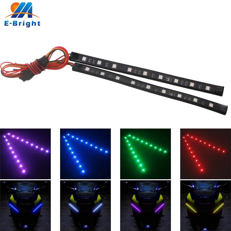 2PCS Motorcycle Led Strips RGB Scooter Atmosphere Light Strip 12V 5050 9 SMD Motorbike Decorate Lamps