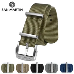 San Martin Nylon Strap High Quality Pilot Military Watch Band 20mm 22mm Universal Type Sports Paratrooper Strap Watch Parts