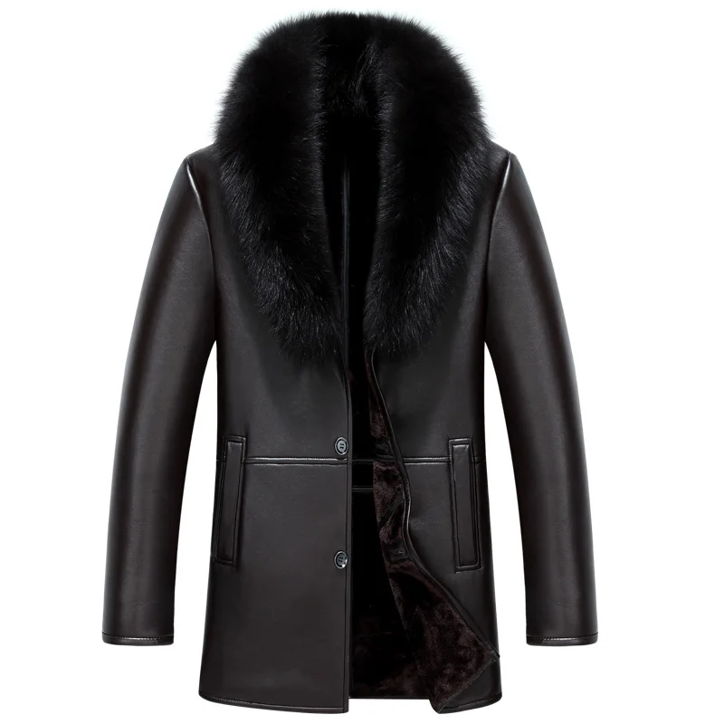 Winter 2022 Mens Clothing Sheep Leather Jacket Coat Parka Real Fur Male Long Plush Thick Over Sheepskin Jackets Large Size M-5XL