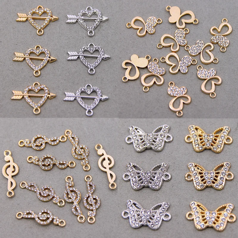 6pcs Hollow Love Heart Butterfly note Charms Connector for DIY Making Bracelets Pendants Necklaces Women Handmade Jewelry Access