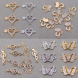 6pcs Hollow Love Heart Butterfly note Charms Connector for DIY Making Bracelets Pendants Necklaces Women Handmade Jewelry Access