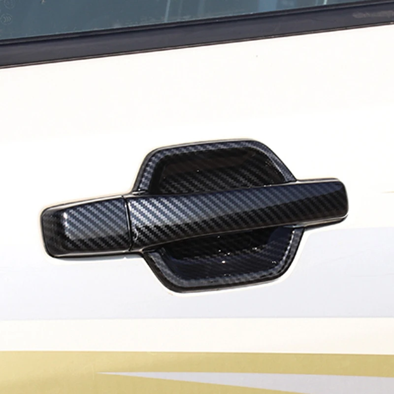 For Mitsubishi Pajero V80 V93 V95 V97 V98 2007-2021 Carbon Style Exterior Door Handles Bowls Frame Cover Trim Car Styling