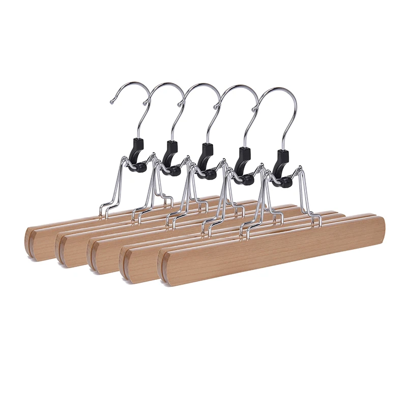 Solid Wooden Pants Hangers for Women Skirt Trouser Jeans Non Slip Clips Slack Clamp Hanger Dress Cloth