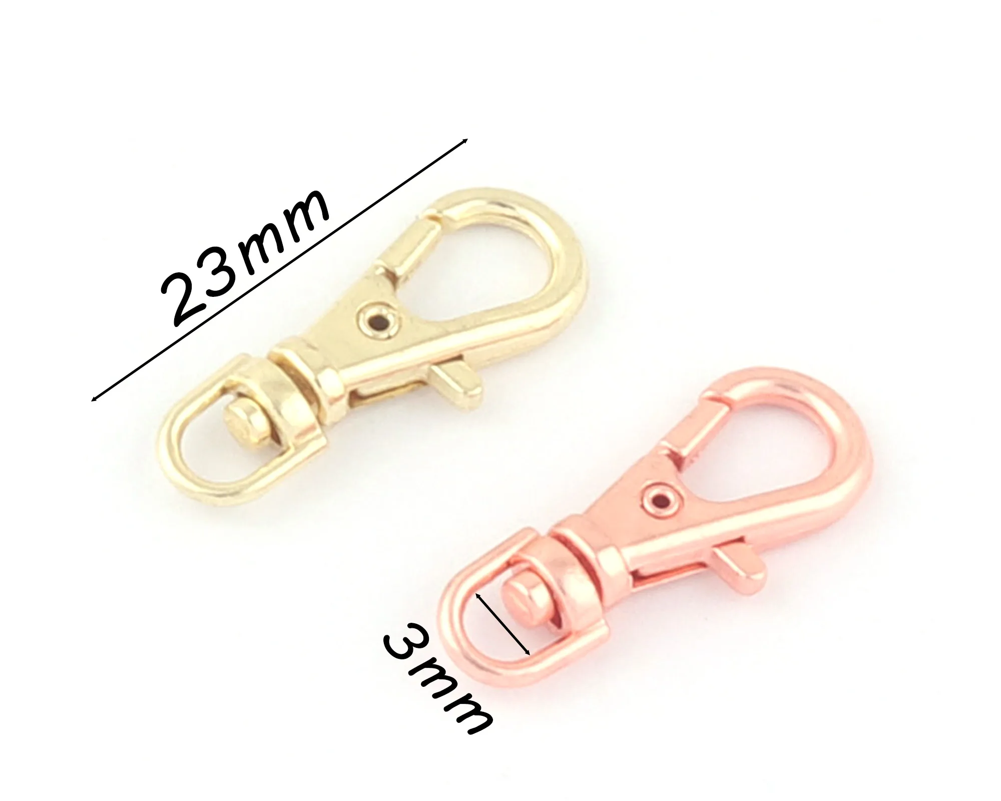 3mm Rose Gold Lobster Mini Swivel Snap Hook Clasps Claw Strap Purse Bag Handbag Push Gate Hook Keychain Clasp Key Ring Finding