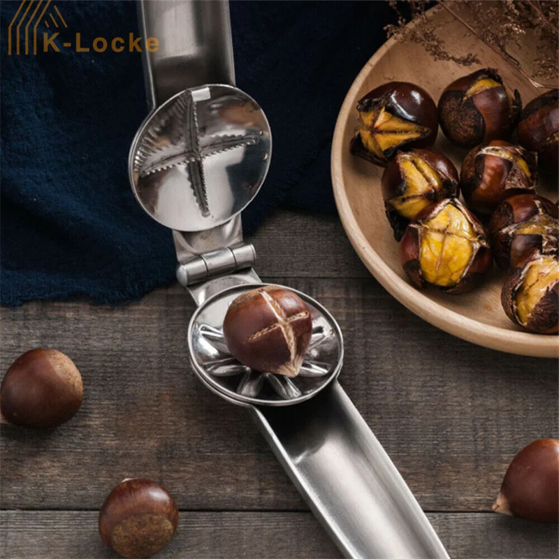 Premium 2 In 1 Chestnut Nut Opener Stainless Steel Quick Chestnut Clip Walnut Pliers Sheller Nut Opener Kitchen Tools