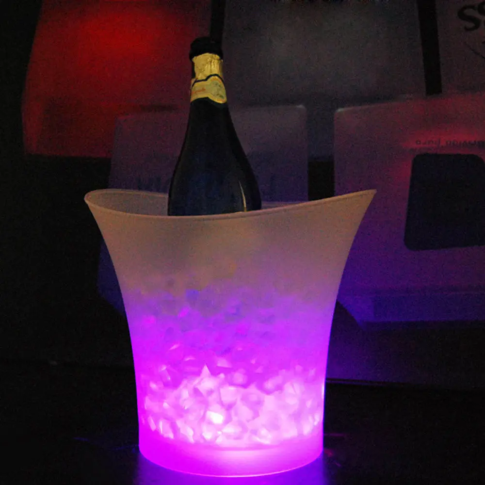 3 Colors Change LED Ice Bucket Champagne Wine Beer Cooler Party KTV Clubs Xmas 5L PICK Bar Luminous LED Ice Bucket Supply