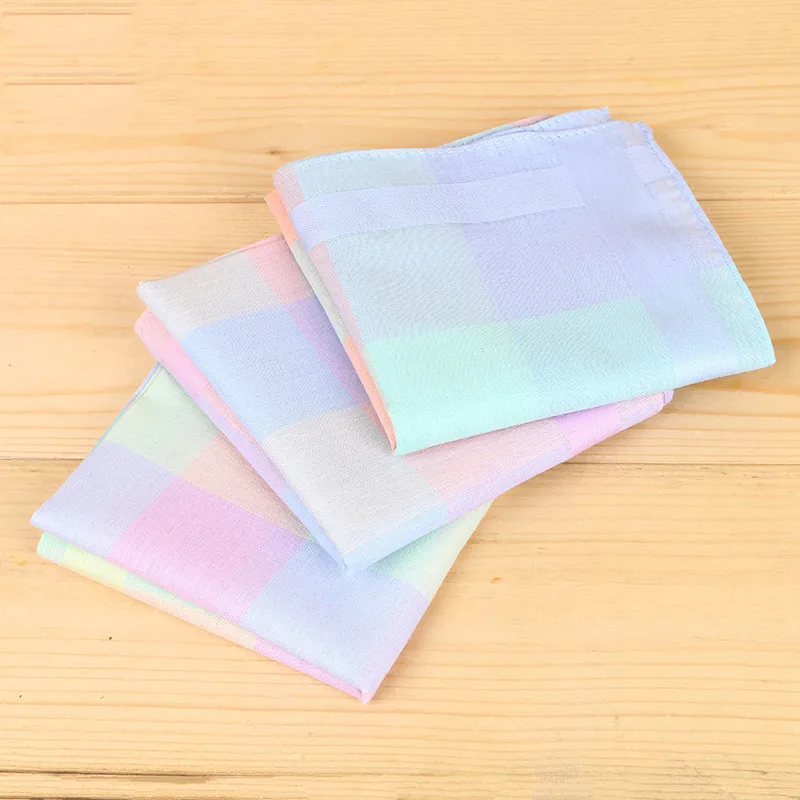 12PCs Mixed Color Plaid Handkerchief Neutral Checked Square Cotton Wipes Colored Plaid Fashion Handkerchief Cute Style 43X 43cm