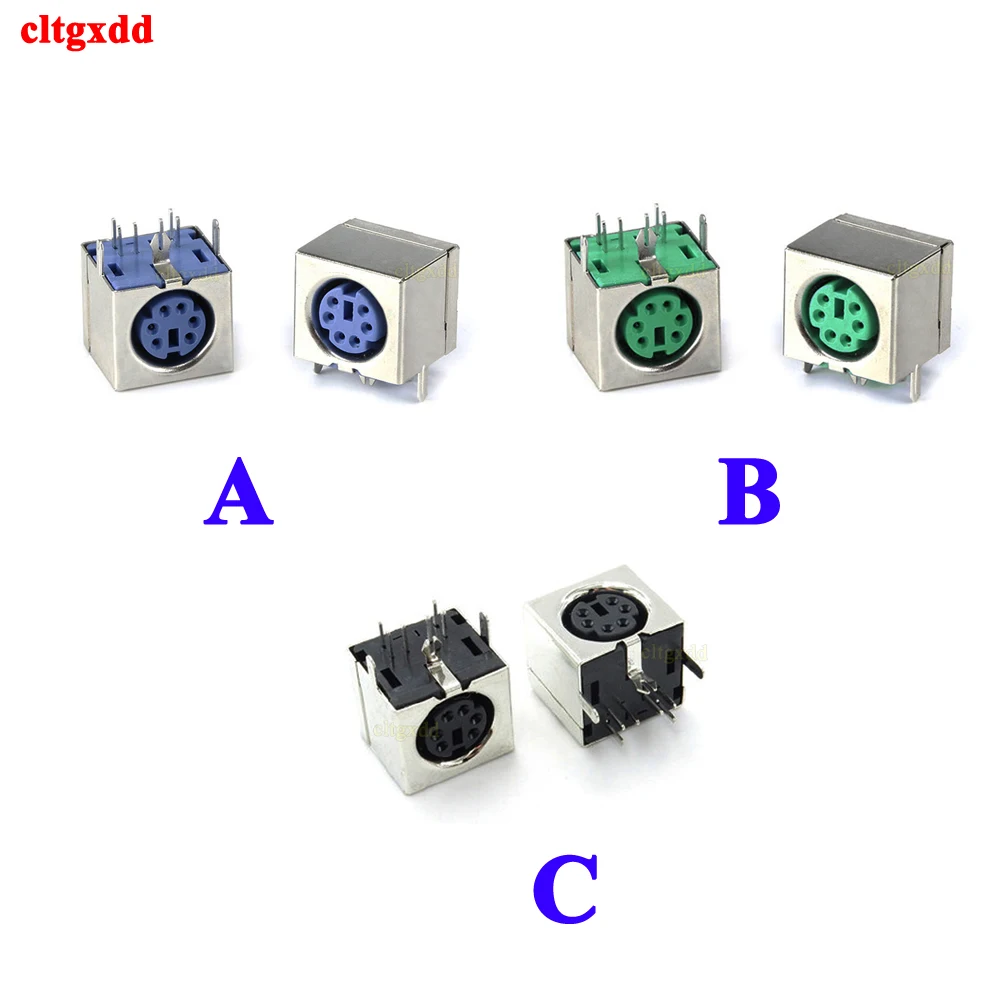 1-3PCS Keyboard Socket PS2 6P Female Jack Purple Green Black Mouse socket 6-Pin Connector