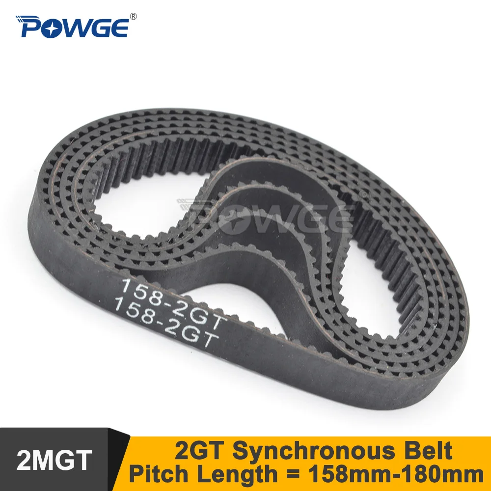 POWGE 156 158 160 162 164 166 168 170 172 174 176 178 180 2GT Timing Belt W=6/9mm 2MGT Closed-Loop Synchronous Belt 166-2GT 1PC