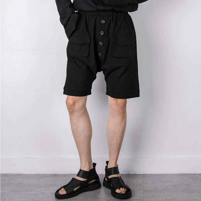 Avant-garde Diablo Tide brand summer thin section hanging crotch loose casual all-match overalls shorts men