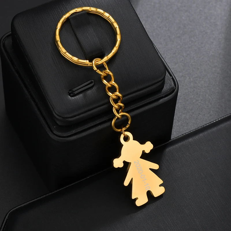 Fashion Family Boy Girl Key Rings Unisex Friends Personalized Engraved Name Date Keychain Meaningful Gifts