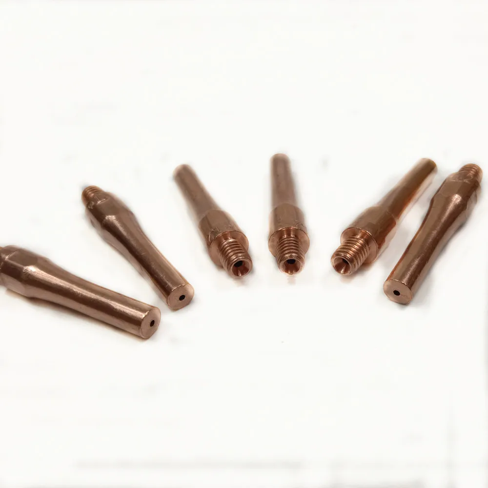 เครื่องเชื่อมแก๊สเชื่อมทองแดง Conductive ปากป้อนลวดเชื่อม L40mm L45mm เส้นผ่านศูนย์กลางรู0.8มม.1.0มม.1.2มม.8.8ระดับ