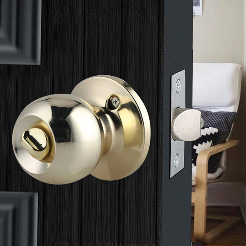 

Round Ball Privacy Door Knob with Lock and Key Polished Privacy Ball Door Lock Adjustable Latch