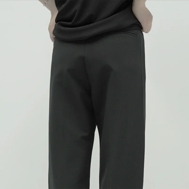 Big size solid color handsome boys straight pants belt casual pants men suit pants floor pants